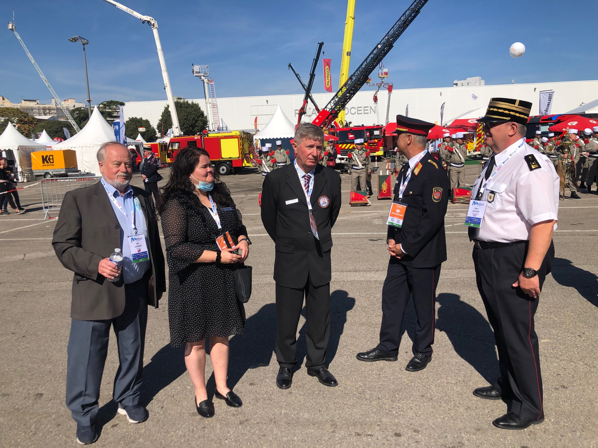 Parts of the Executive Committee at the Exhibition grounds during the opening of the French Congress for Firefighters