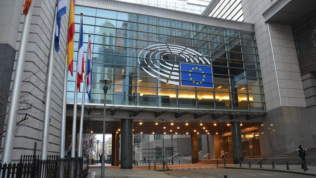The European parliament building in Brussels. 