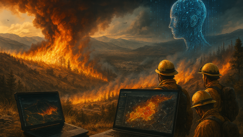 AI predicting wildfires. From an idea by Bjorn Ulfsson, CTIF, executed by MS CoPilot.