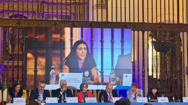 Zisoula Ntasiou, vice president of CTIF presenting at the October 2, 2026 meeting at the European Committee of the Regions (CoR) in Toledo, Spain, on Integrated Wildfire Risk Management.
