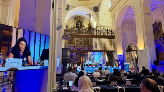 Zisoula Ntasiou, vice president of CTIF presenting at the October 2, 2026 meeting at the European Committee of the Regions (CoR) in Toledo, Spain, on Integrated Wildfire Risk Management.